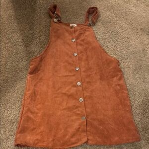 Rust Corduroy Button-Down Pinafore